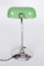 Bauhaus Czech Green Chrome Table Lamp, 1930s, Image 3