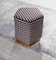 Ermes Pentagon Pouf Rio II in Fabric and Brass Plinth by Casa Botelho, Image 1