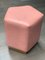 Ermes Pentagon Pouf Confetto in Pink Mousse Leather and Brass by Casa Botelho 5