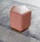 Ermes Pentagon Pouf Confetto in Pink Mousse Leather and Brass by Casa Botelho 1