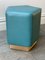 Ermes Pentagon Pouf Mare in Blue Mousse Leather and Brass by Casa Botelho 7