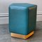 Ermes Pentagon Pouf Mare in Blue Mousse Leather and Brass by Casa Botelho 3
