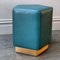 Pouf pentagonale Ermes Mare in pelle blu e ottone di Casa Botelho, Immagine 3