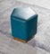 Ermes Pentagon Pouf Mare in Blue Mousse Leather and Brass by Casa Botelho 1