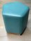 Ermes Pentagon Pouf Mare in Blue Mousse Leather and Brass by Casa Botelho 6