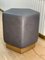 Ermes Pentagon Pouf Mouse in Grey Mousse Leather and Brass Plinth by Casa Botelho 1
