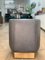 Ermes Pentagon Pouf Mouse in Grey Mousse Leather and Brass Plinth by Casa Botelho 3