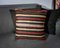 Golden Red and Black Wool Striped Kilim Pillow Cover from Zencef, Image 1