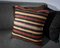 Golden Red and Black Wool Striped Kilim Pillow Cover from Zencef 2