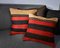 Black and Red Wool Bohemian Kilim Cushion Covers from Zencef, Set of 2 4