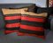 Black and Red Wool Bohemian Kilim Cushion Covers from Zencef, Set of 2 1