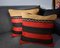 Black and Red Wool Bohemian Kilim Cushion Covers from Zencef, Set of 2 3