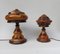 Lampes de Bureau Mushroom Vintage Art Déco en Bois, Set de 2 1