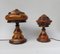 Vintage Art Deco Pilz Tischlampen aus Holz, 2er Set 1