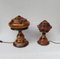 Vintage Art Deco Wooden Mushroom Table Lamps, Set of 2 2