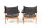 Mid-Century Danish Oak and Leather Lounge Chairs by Kristian Vedel, 1960s, Set of 2 3