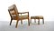 Teak and Wool Senator Lounge Chair and Ottoman Set by Ole Wanscher for Cado, 1960s, Image 4