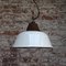 Vintage Industrial White Enamel Cast Iron Factory Pendant Lamp, 1950s, Image 4