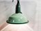 Lampe à Suspension Industrielle Vintage Verte en Émail et en Verre, 1960s 3