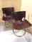 Italian Leather and Steel Side Chairs, 1970s, Set of 2 1
