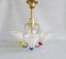 French Brass and Glass Ceiling Lamp, 1950s 1