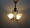 Französische Deckenlampe aus Messing & Glas, 1950er 2