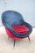Italienischer Mid-Century Sessel in Blau & Rot, 1950er 6