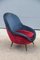Italienischer Mid-Century Sessel in Blau & Rot, 1950er 5