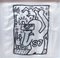 Keith HARING (after) - Focus on Aids, 1987, Druck auf Taschentuch aus Seide 1