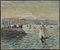 Sailboats at Le Havre Oil on Canvas by Jean Jacques Rene, Image 1