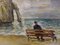 A Bench in Etretat Oil on Canvas by Jean Jacques René 1