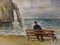 A Bench in Etretat Oil on Canvas by Jean Jacques René, Image 1