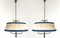 Lampes à Suspension Mid-Century en Ivoire et Bleu, Italie, 1950s, Set de 2 3