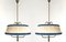 Mid-Century Italian Ivory and Blue Pendant Lamps, 1950s, Set of 2 3