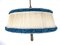 Mid-Century Italian Ivory and Blue Pendant Lamps, 1950s, Set of 2, Image 7