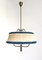 Mid-Century Italian Ivory and Blue Pendant Lamps, 1950s, Set of 2 2