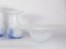 Blue and White Glass Bowl and Vase Set from Egermann, 1980s, Set of 4 4