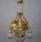 Antique Art Nouveau Brass Ceiling Lamp, 1910 6