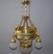 Antique Art Nouveau Brass Ceiling Lamp, 1910, Image 6