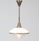 Bauhaus Brass and Opaline Pendant Lamp by Otto Müller for Sistrah Licht GmbH, 1930s 2