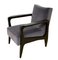 Art Deco Style Black Ebony Finish and Grey Cotton Velvet Atena Armchair by Casa Botelho 1