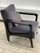 Art Deco Style Black Ebony Finish and Grey Cotton Velvet Atena Armchair by Casa Botelho 7