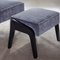 Art Deco Style Black Ebony, Grey Ribbed Velvet, and Beech Ottoman by Casa Botelho 3