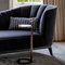 Black Ebony & Velvet Blue Notte Aphrodite Chaise Lounge by Casa Botelho, Image 3