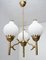 Mid-Century Brass and Opaline Glass Ceiling Lamp by Angelo Lelli for Arredoluce, 1950s 1