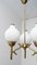Lampada da soffitto Mid-Century in ottone e vetro opalino di Angelo Lelli per Arredoluce, anni '50, Immagine 4