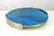 Tray Covered with Blue Straw Marquetry and Brushed Stainless Steel from Ginger Brown 4