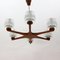 Teak and Glass 6-Arm Chandelier, 1960s 3
