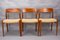 Danish Model 75 Teak and Papercord Dining Chairs by Niels Otto Møller for J.L. Møllers, 1960s, Set of 6 2