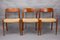 Dänische Modell 75 Esszimmerstühle mit Gestell aus Teak & Sitz aus Papierkordelgeflecht von Niels Otto Møller für J. L. Møllers, 1960er, 6er Set 8